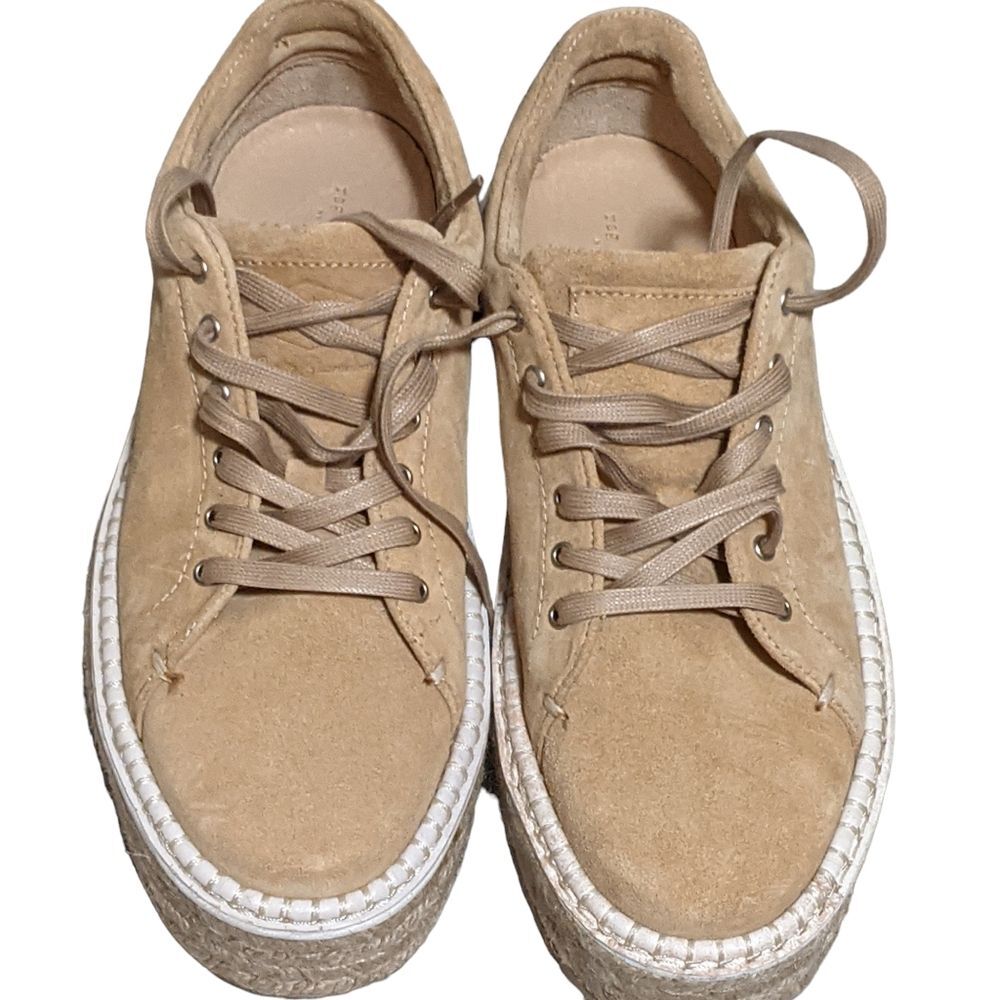 Rag & Bone Women's Kent Leather suede Platform Espadrille Sneakers tan size 36